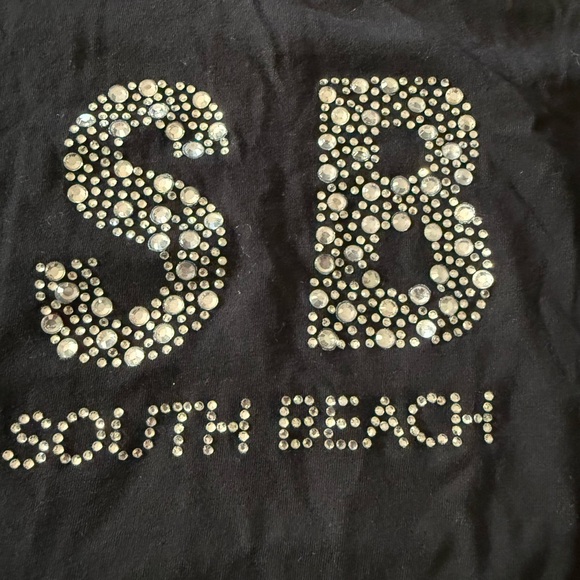 Big Bang Tops - Women’s black small bling South Beach short-sleeve t-shirt. Washed. Never worn.